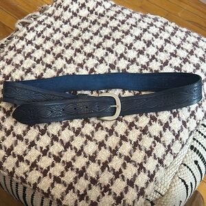 Embossed Blue Leather Belt